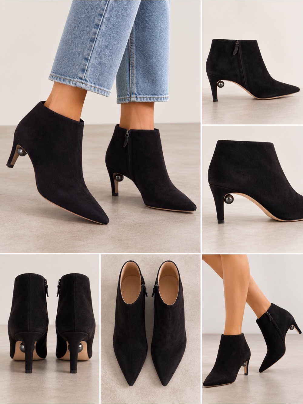 Nicholas Kirkwood Black Suede Pointed Ankle Boots